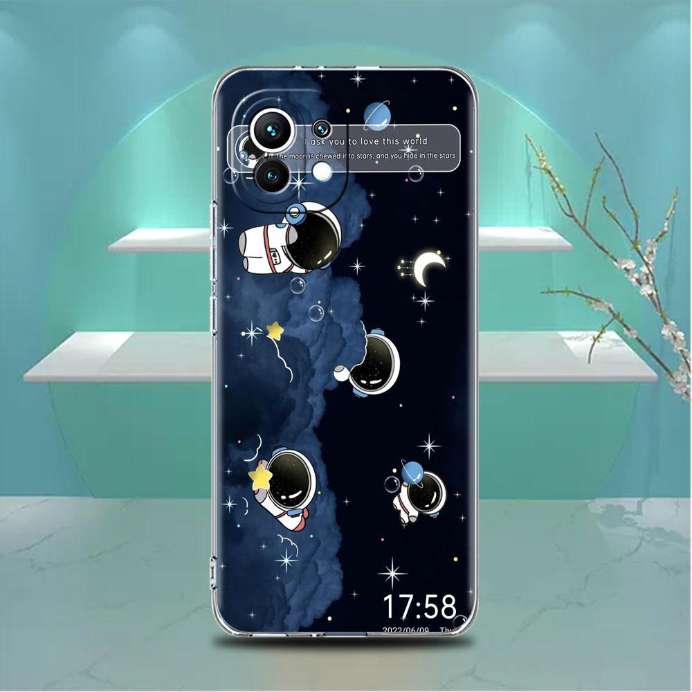 Astronaut Universe Clear Case For Xiaomi Mi Poco X3 NFC M3 Pro F3 F1 11 Lite 12 Note 10 11T 9T Transparent Phone Cover