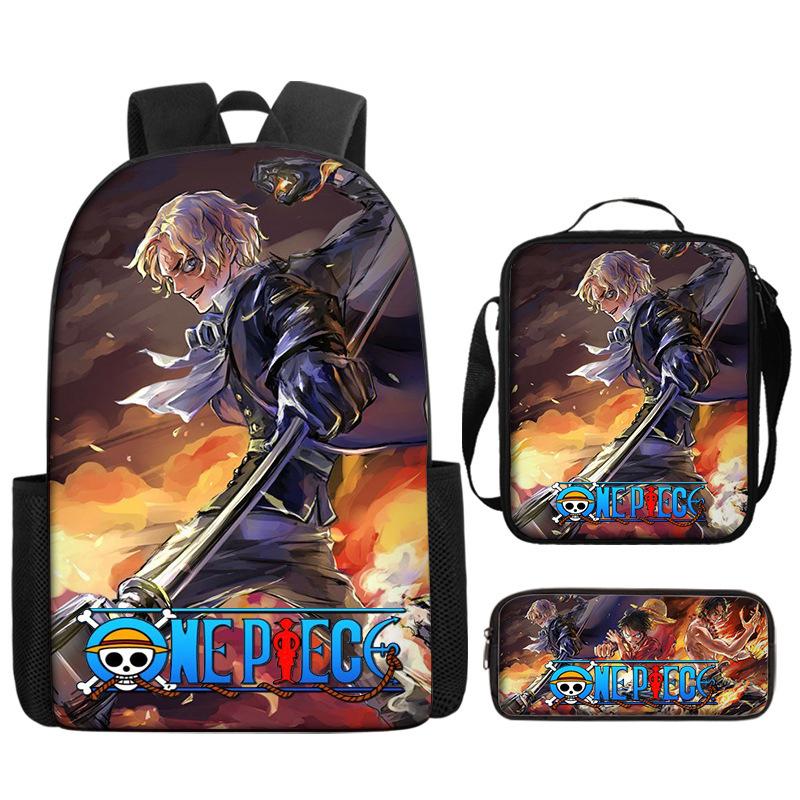 One Piece One Piece Backpack Primary And Secondary School Schoolbag Voyager King Backpack Cartoon Schoolbag Three-Piece Set