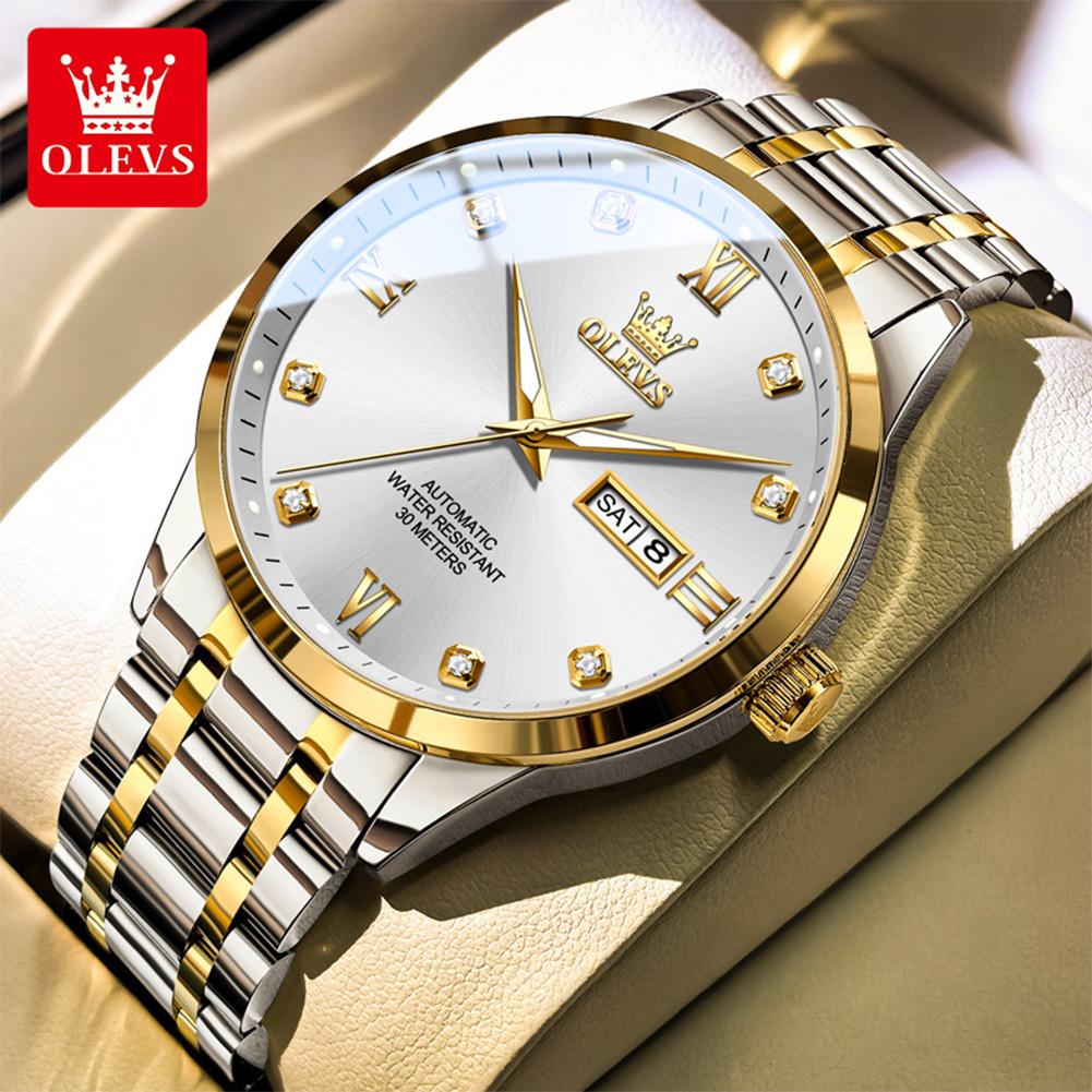 OLEVS Watches Man 9946 Original Luxury Brand Automatic Mechanical Waterproof Luminous Week Date Watches For Man Gifts Gift Box