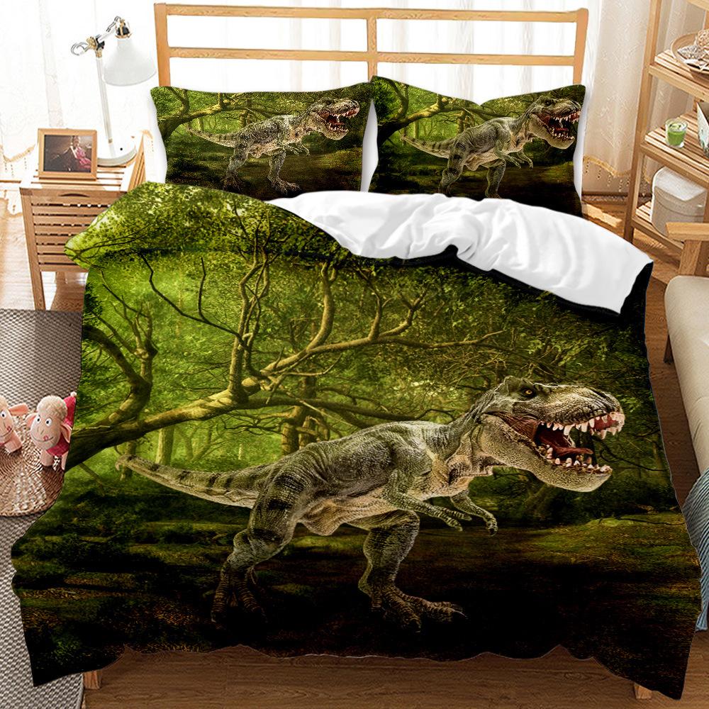 Eden Tyrannosaurus Rex Dinosaur Three-piece 3D Digital Printing Kit Bedding Quilt Sheet