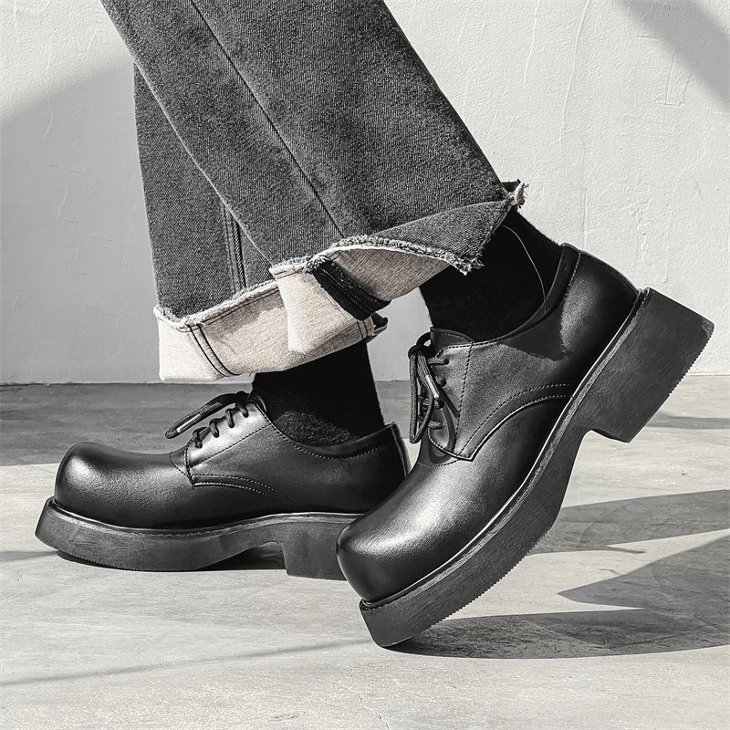 

Туфли дерби Paris мужские, повседневные туфли с большим носком из кожи, британский тренд, черные, высококачественные туфли для поездок на работу 3233-J 38 чёрный