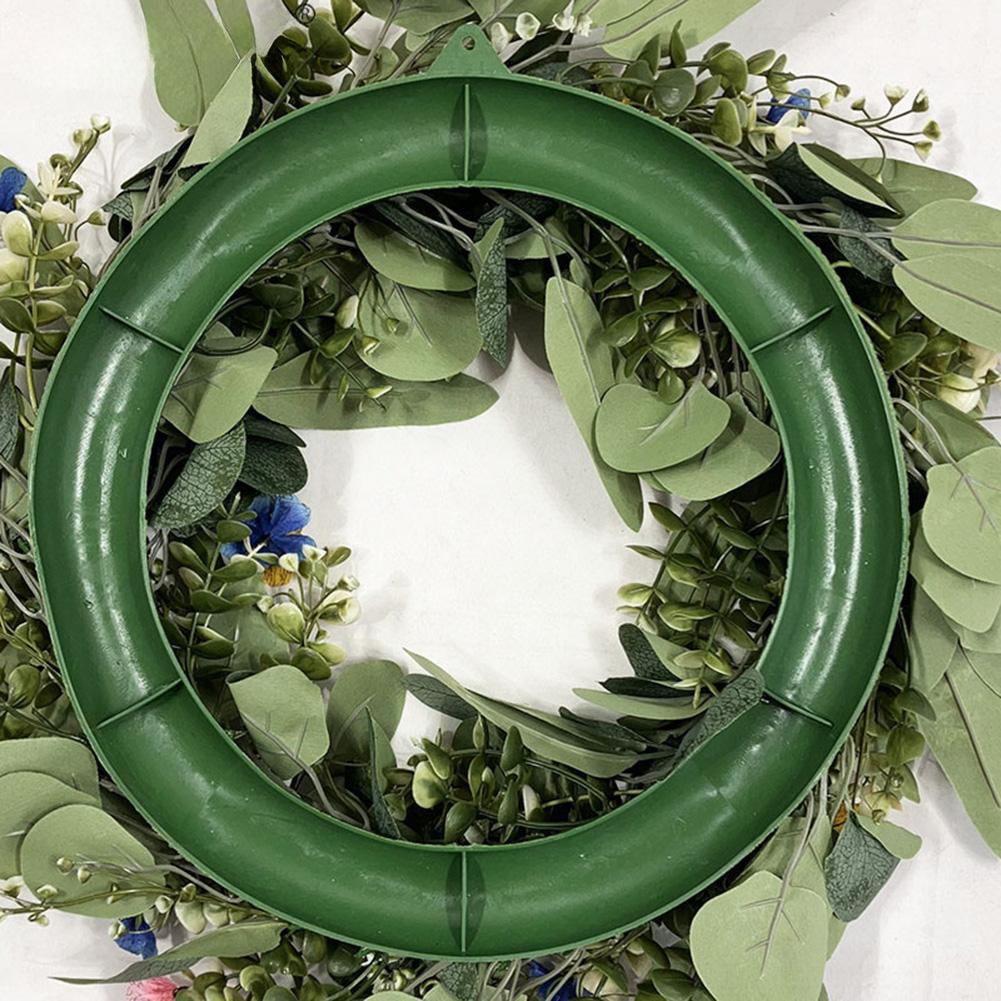 42cm Spring Eucalyptus Wreath with Rabbit Ears for All Season Door Wall Mantel Decoration Green Plastic Silk Material