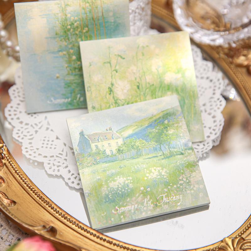 90sheets Light Dream Series Ins Landscape Illustration Material Notes Creative Handbook DIY Scrapbook Aesthetic Craft Paper