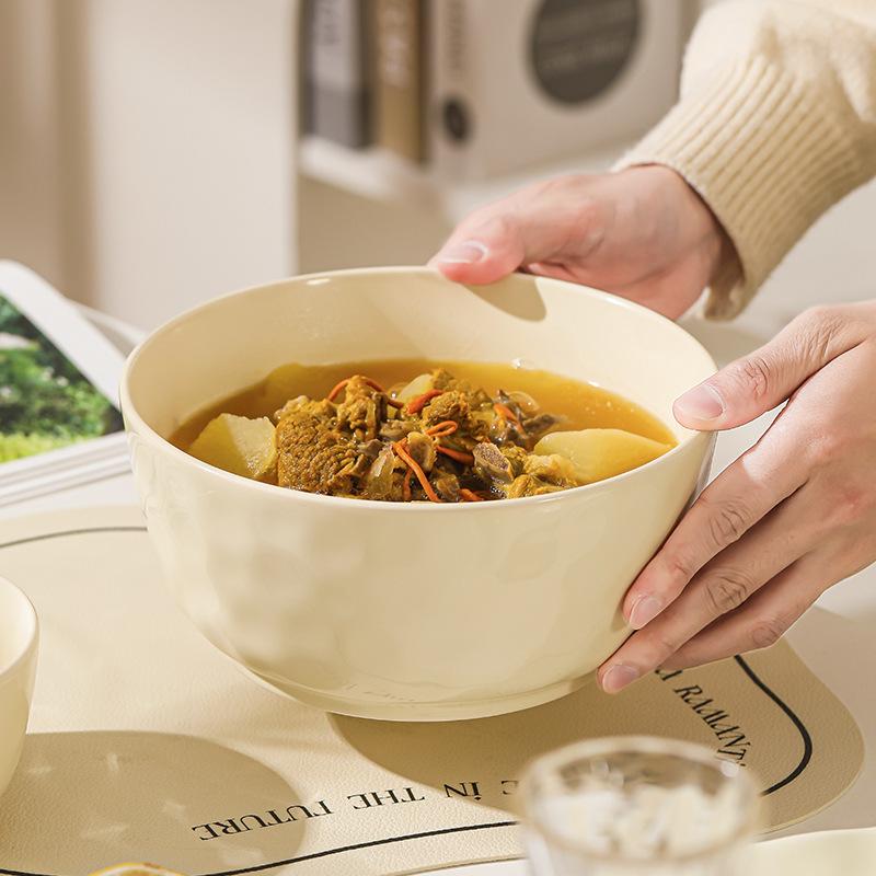 Cream Style 8 Inch Large Soup Bowl Home New Large Ceramic Instant Noodle Bowl Drinking Soup Underglaze Color Large Bowl Soup Bowl