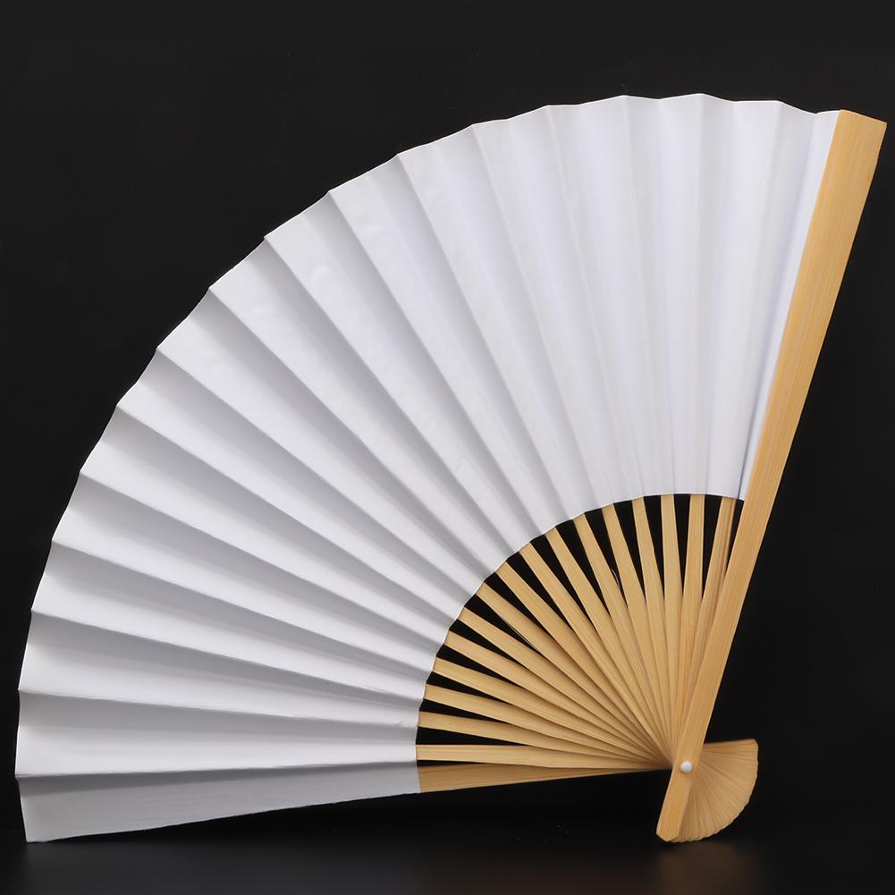 White DIY Paper Wood Folding Fan Calligraphy Painting Drawing Fans Decor Gift
