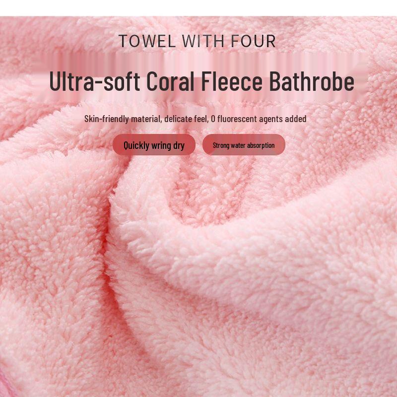Women's Mid-Length Coral Fleece Yukata: Warm Autumn & Winter Bathrobe with Lapel