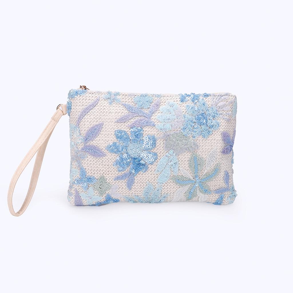 High-end Sequined Woven Dinner Bag New Embroidery Clutch Bag Summer Niche Straw Woven Bag Fashion Women's Envelope Bag