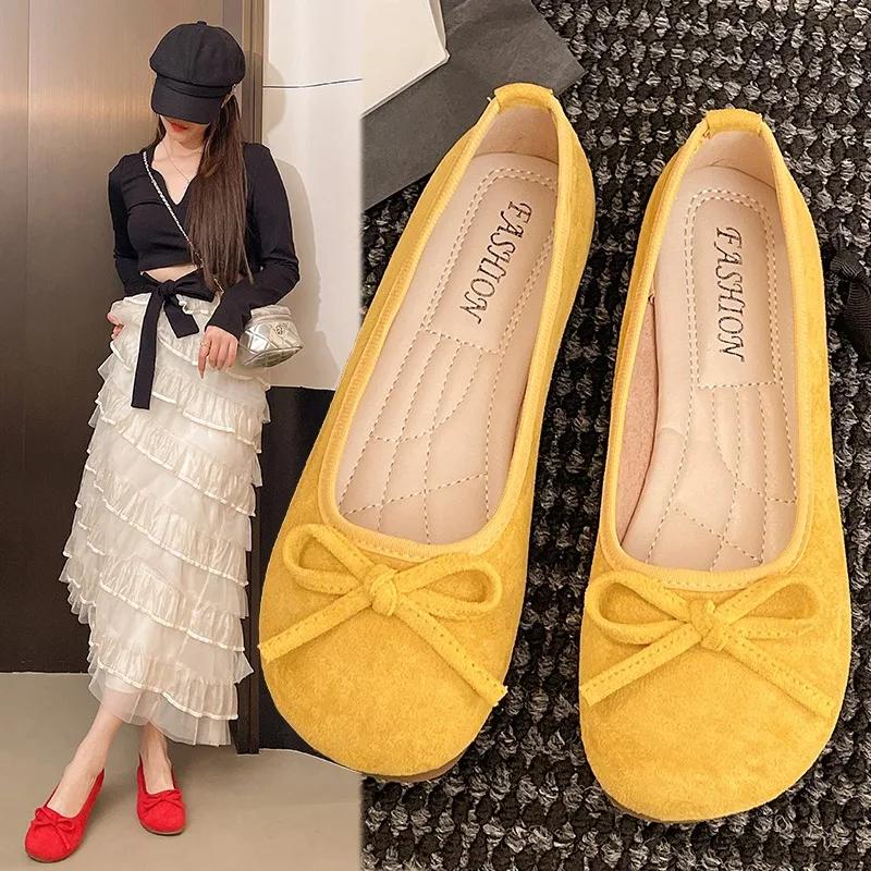 Fashion 2025 Lightweight Casual Fashion Bean Grandma Shoes Women's Spring Autumn New All-Match Flat Shoes Rubber Wear-Resistan