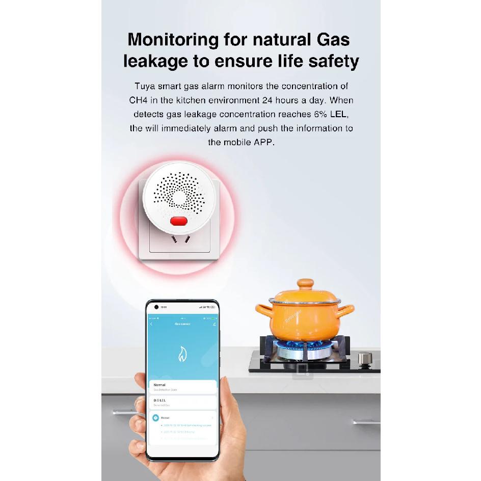 WIFI/zigbee Natural Gas Sensor Combustible Household Smart LPG Gas Alarm Detector Leakage Sensor Fire Safety Work with Tuya App