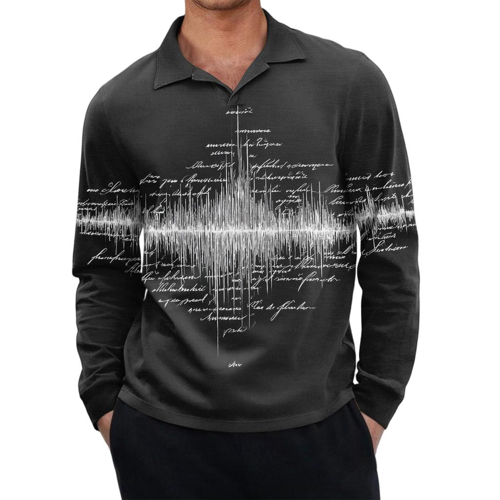 Men's Casual Retro Small V-neck Long-sleeved Top