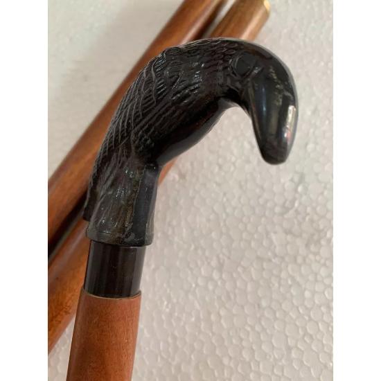 Designer Antique Brass Raven Head Handle Vintage Style Wooden Walking Cane Stick