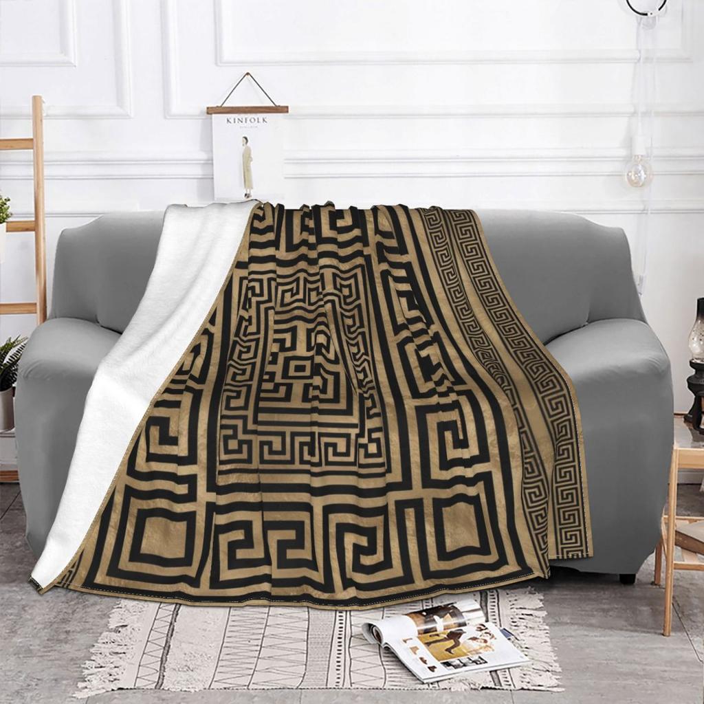 Ornamento Chiave Greca Coperta Meandro Greco Tessuto di Flanella Decorazione Traspirante Coperte Plaid Super Morbide per Letto Trapunta Sottile Peluche