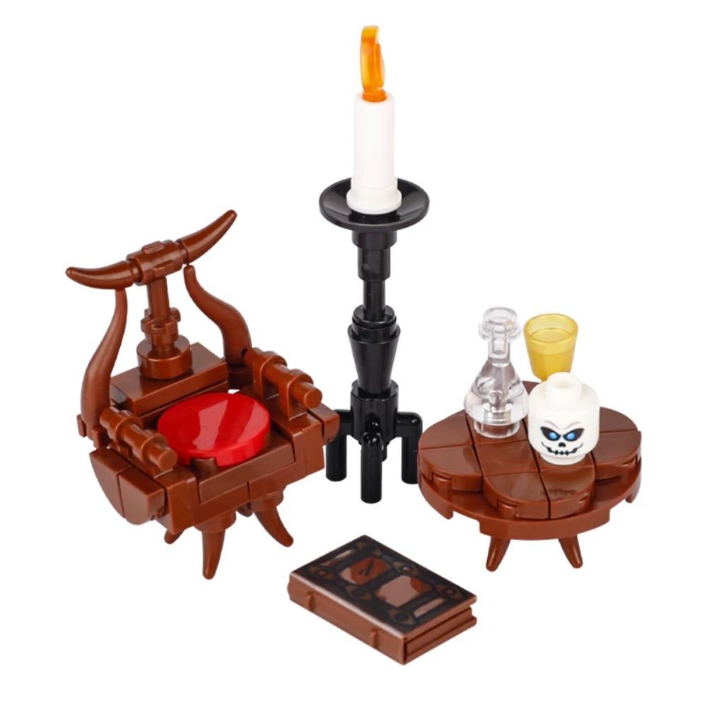 MOC Medieval Alchemy Room Kitchen Wizard Potion Building Blocks Devil's Spring Castle Road Lamp Witch Figures Scene Skull Bricks