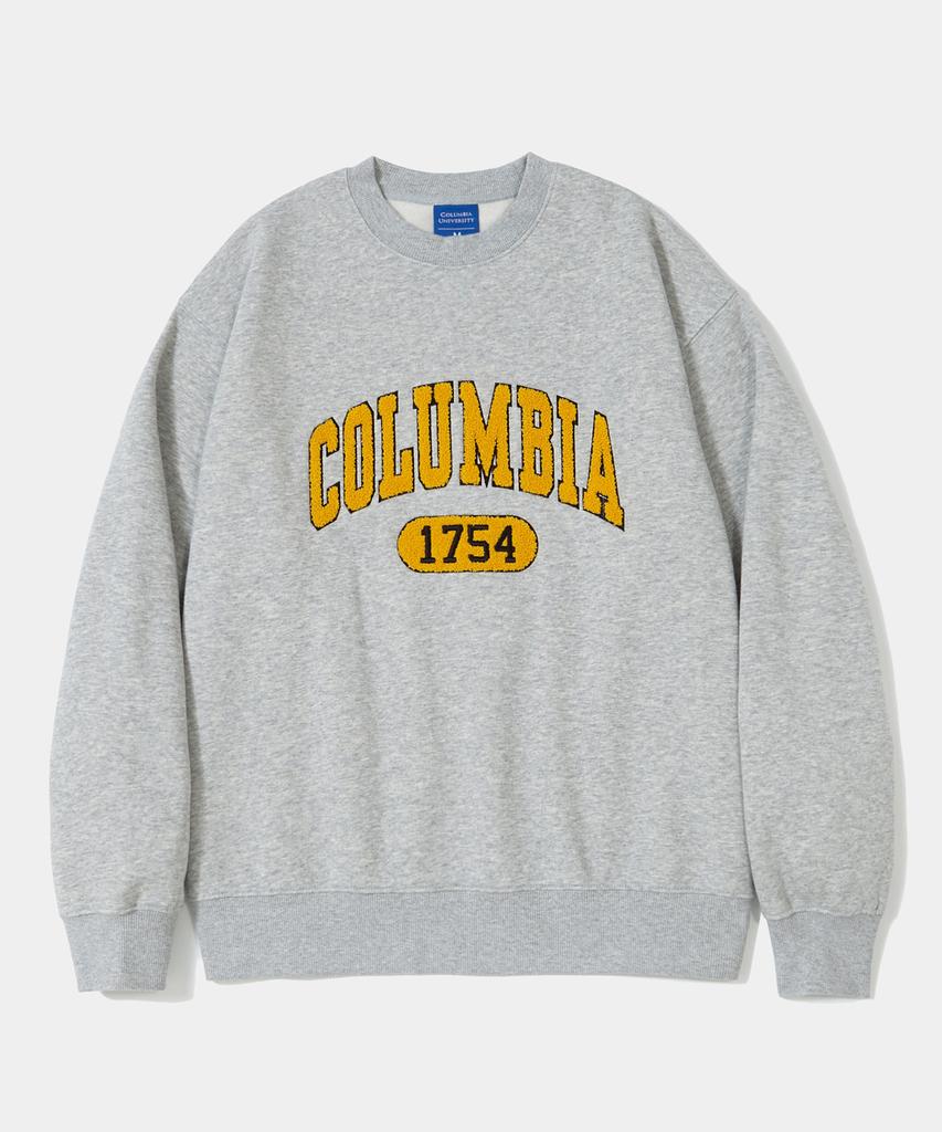 COLUMBIA UNIVERSITY 1754 Arch Boucle Fleece Crew Neck_Gray