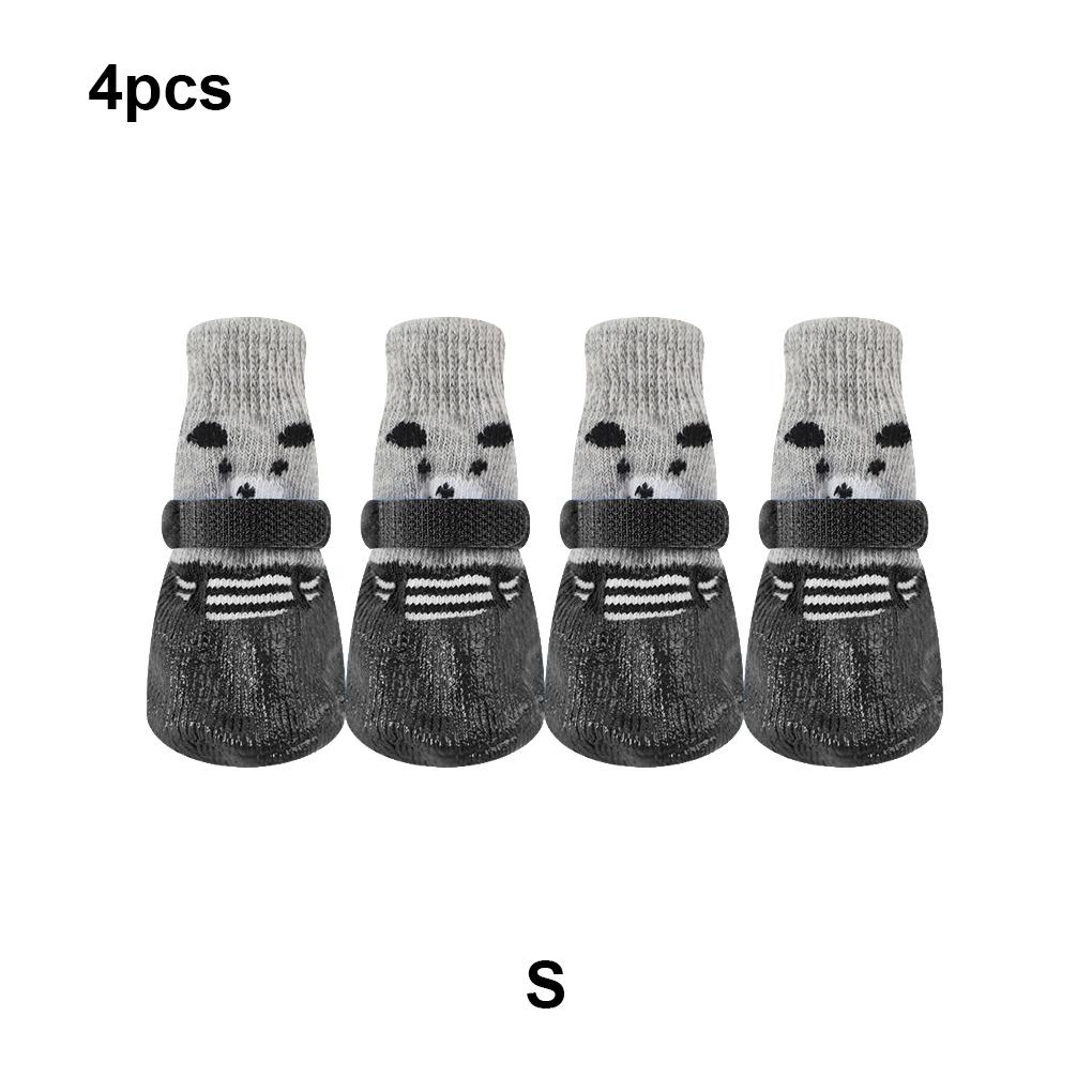 4 Stück Warme Haustierschuhe Niedliche Regen Schnee Stiefel Wasserdichte Anti-Rutsch Socken Set Pfotenschutz Strumpf Kleiner Hund Liebe Schwarz S