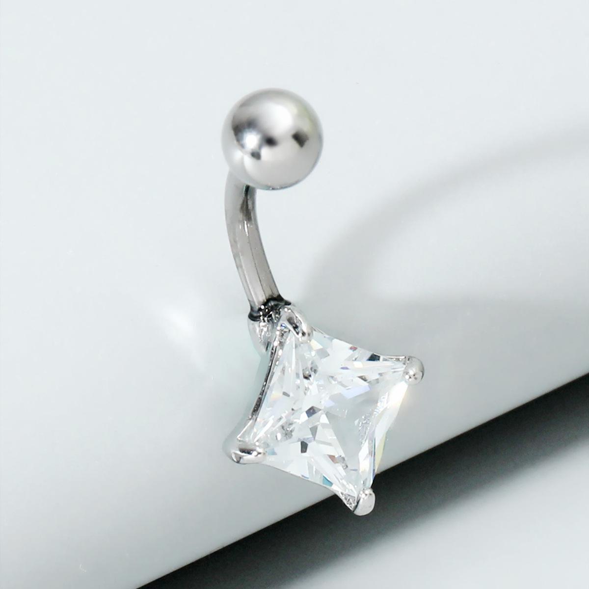 

Синяя роса бриллиант циркон квадратный клипса пирсинг пупка серебряный