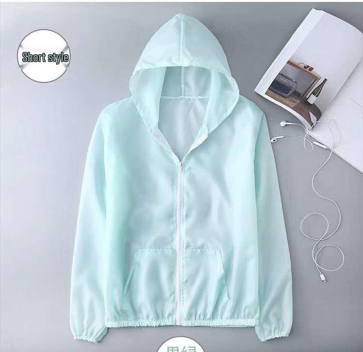 

2023 Лето Женский средней длины Корейский стиль С капюшоном Защита от УФ лучей Солнцезащитный топ One Size яблочный зеленый