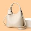 2025 High-End Genuine Leather Women's Shopping Basket Bag with Double-Sided Texture and Leather Tag.