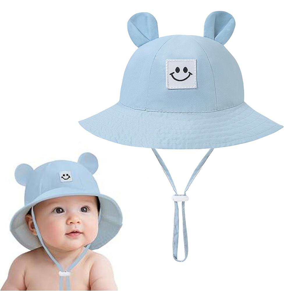 Baby Bucket Cute Infant Bear Sun Hat For 3-12 Months Baby, Sky Blue