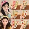 Kids Pastoral Style Floral Knitting Bangs Hairband Girl Broken Hair Finishing Hairband Sweet Headband Face Wash Hairpin