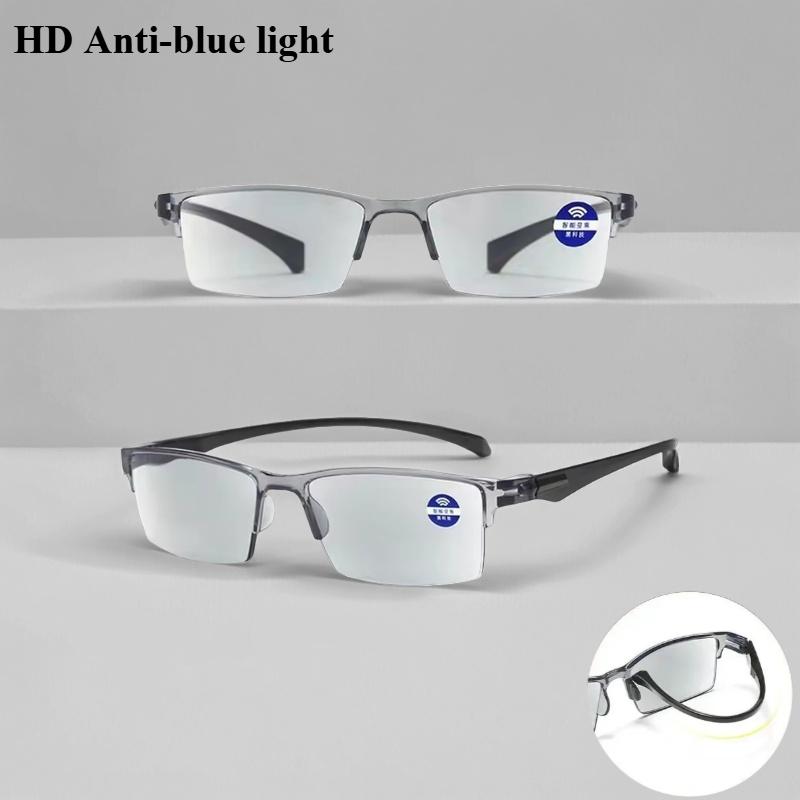 2Pcs New Anti Blue Ray Reading Glasses Smart Automatic Zoom Reading Glasses Autofocus Power +1.0 ~ +5.0 Half-Rim Unisex