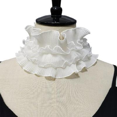 Colletto Decorativo in Pizzo con Bordi Arricciati Finto Colletto per Camicetta Gonna Collo Finto Rimovibile e Versatile