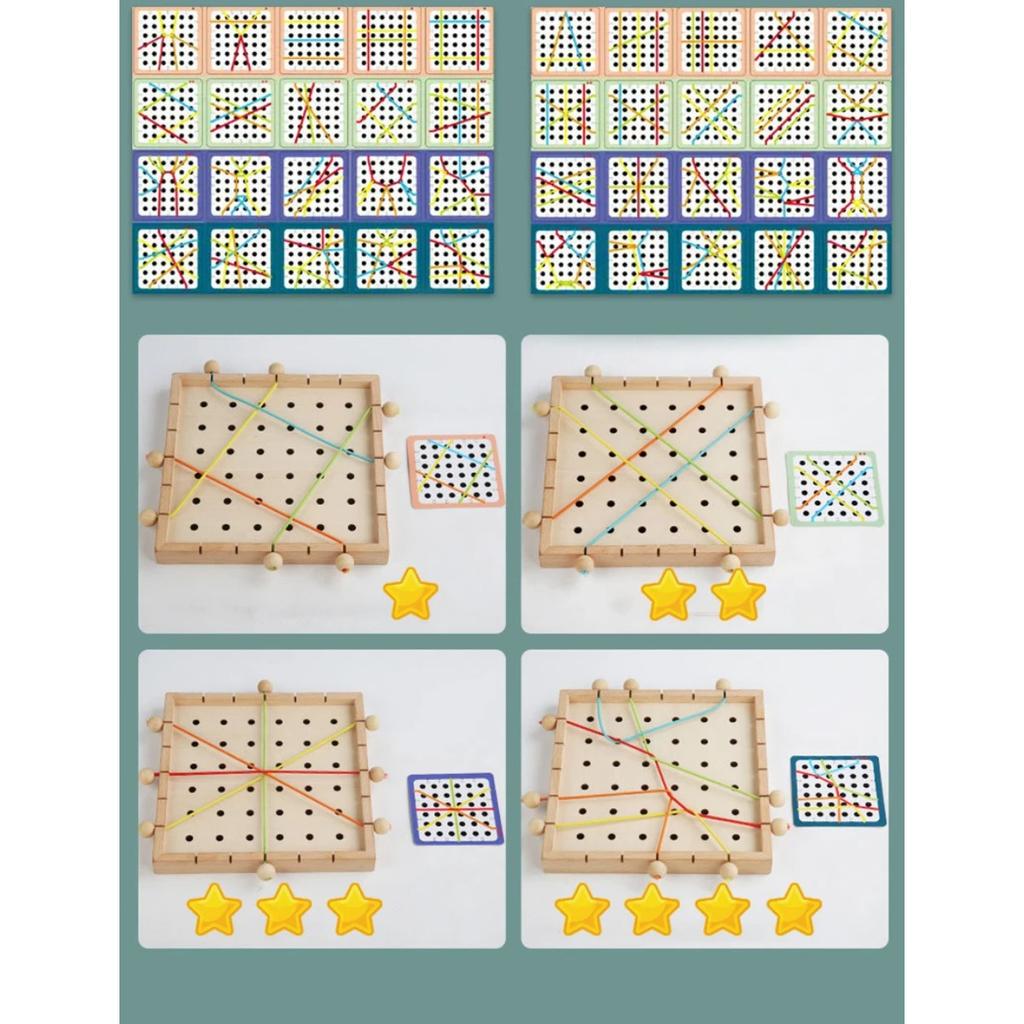 Gry Montessori dla dzieci, Zabawki do nawlekania, Logiczne łamigłówki linowe, Dopasowywanie, Kreatywne gry intelektualne, Wczesnorozwojowe zabawki edukacyjne