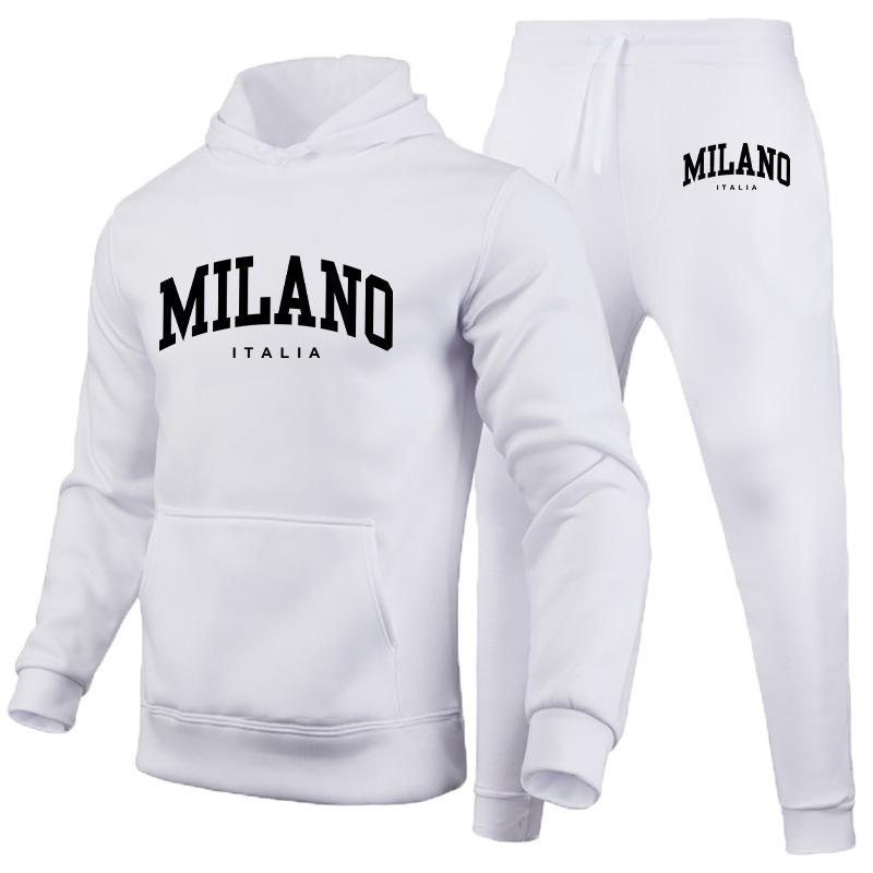 Men's Hoodie Set Milan Printed Sweatshirt Sweatpants Men's Hooded Top + Jogging Pants