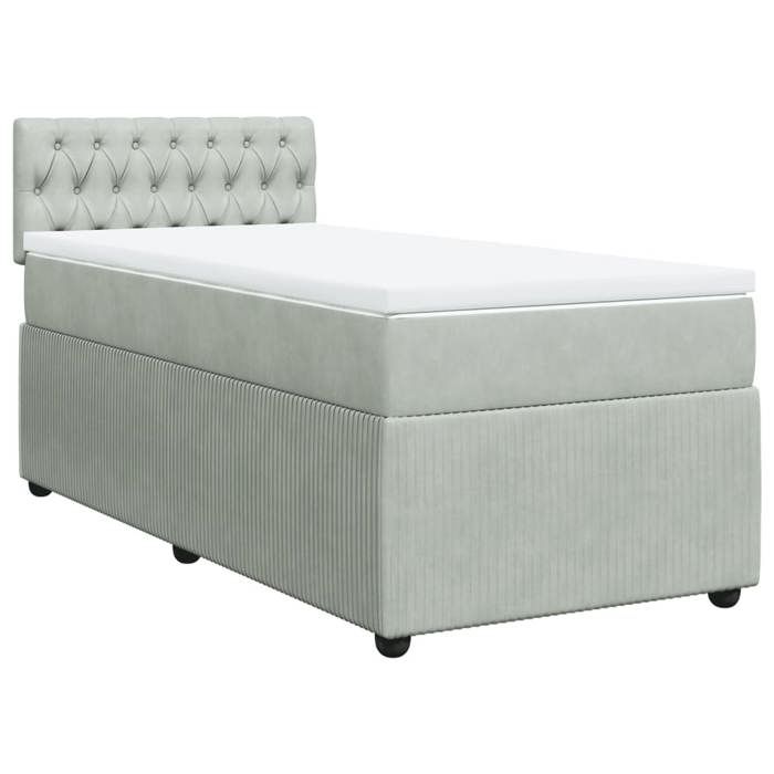 VidaXL Sommier à lattes de lit et matelas Gris clair 90x200 cm Velours 3289944