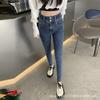 Blue-gray jeans women's high waist and thin, autumn and winter velvet new elastic and tight small feet pencil pants