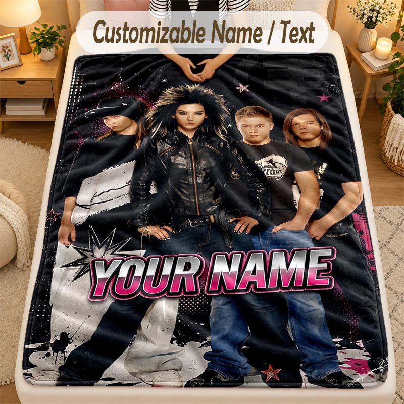 Flannel BlanketTokio Hotel Custom Name Text Personalized Soft Warm Throw Blanket Home Decor Gift