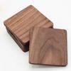 Round Square Cup Coaster Black Walnut Wood Insulation Dining Table Mug