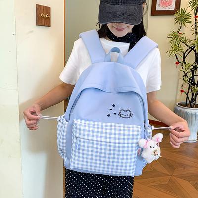 Schoolbag Cute College School Bag Japanese Ins Plaid Girl Small Fresh Junior High School Backpack