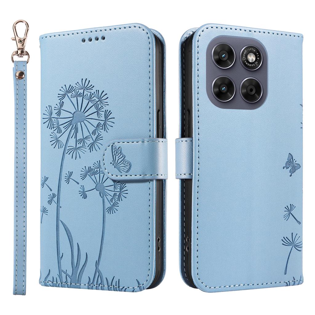 Wallet Case for Moto G67 5G - Leather/PU, Blue, With Lanyard