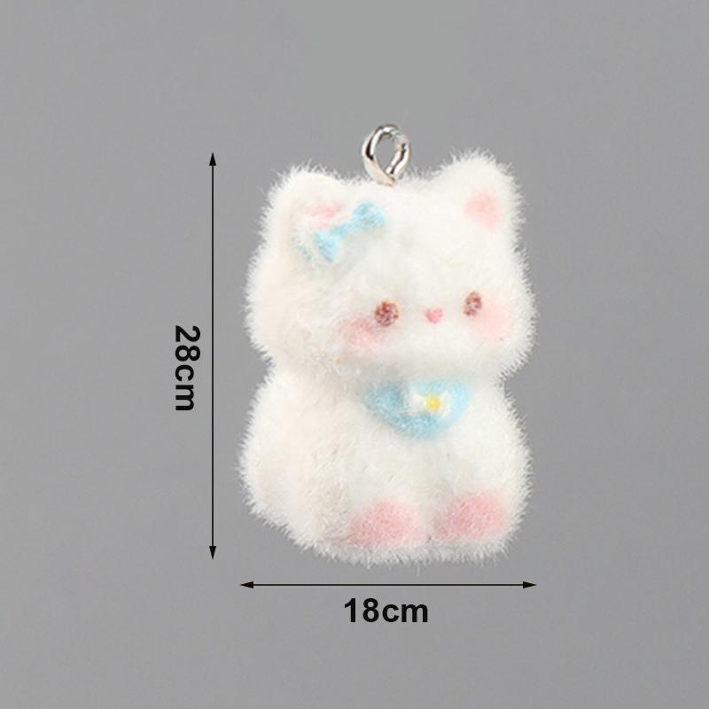 

Cute Flocked Animal Phone Charms - Mini Plush Bear Rabbit Cat Keychain for Backpacks and Phones