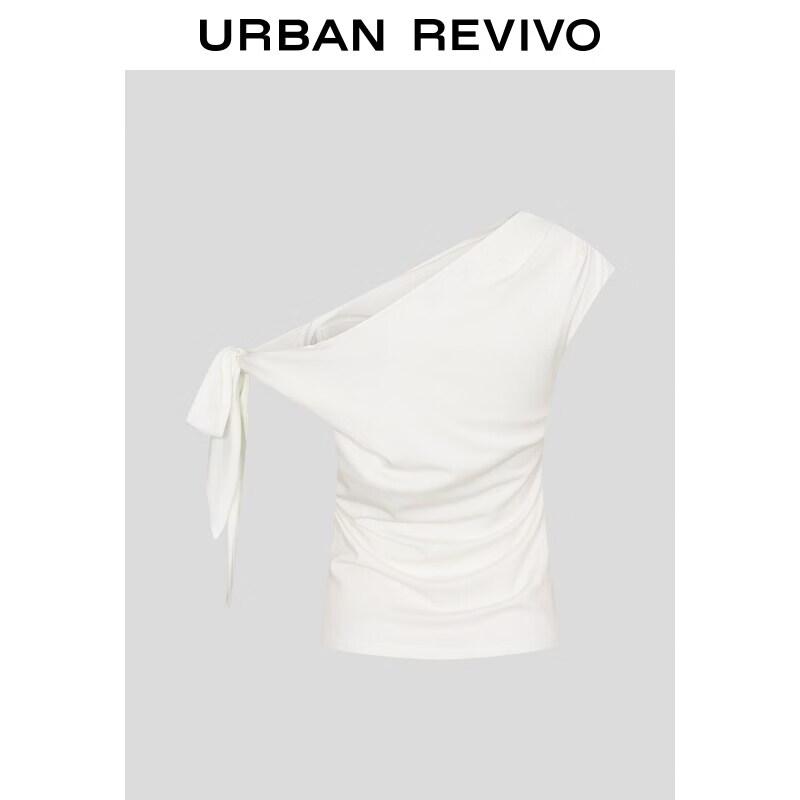 UR2026 Women's Oblique Shoulder Pleated T-Shirt