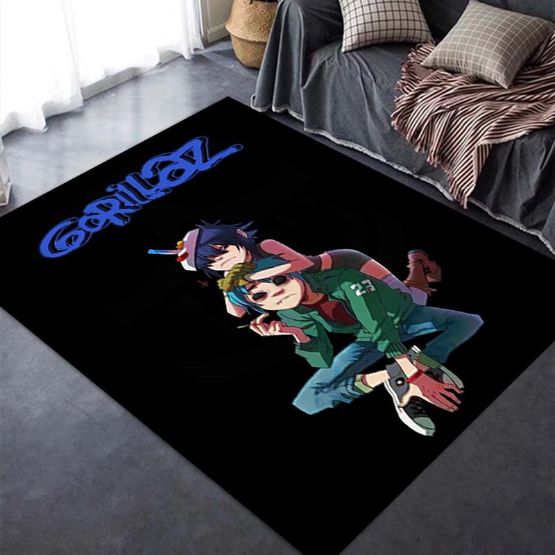 Gorillaz Teppich für Wohnzimmer Schlafzimmer Zuhause Sofadekoration, Kinder Spiel rutschfeste Bodenmatte