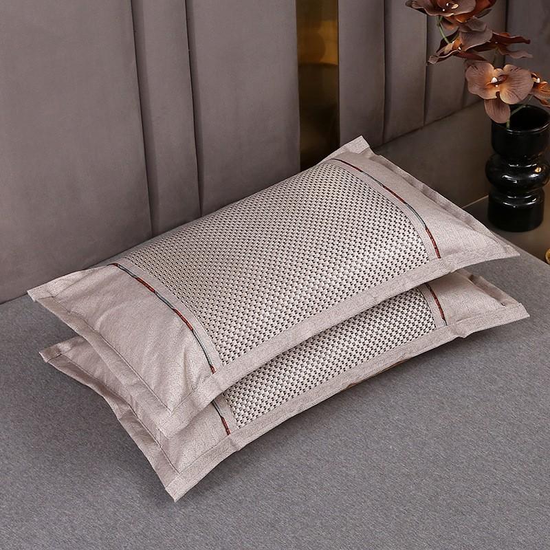 Cooling Buckwheat Pillow Adults Students Breathable Ice Silk Bamboo Cover Single Bed