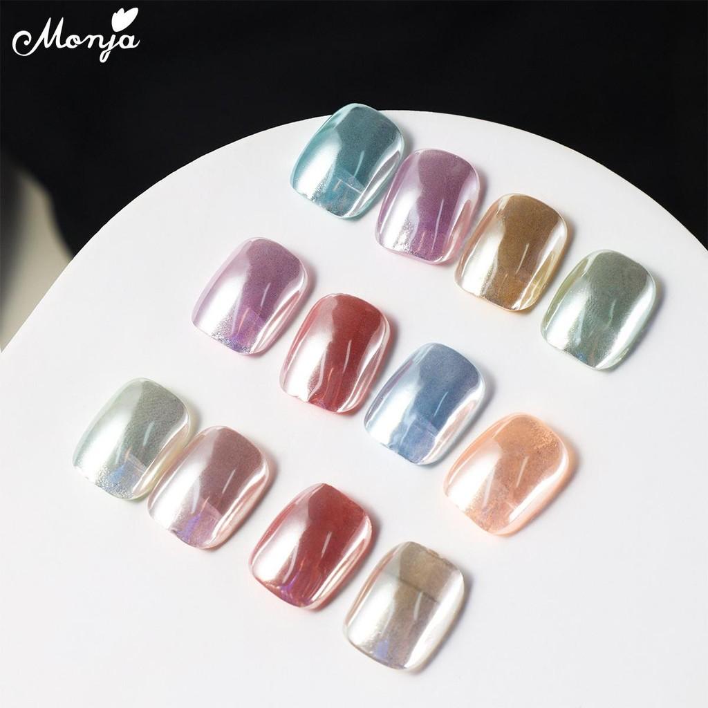 Monja Chrome Mirror Nail Powder Moonlight White Pearl Powder Nail Glitter Rubbing Pigment Bright Shiny Effect Manicure Decoration