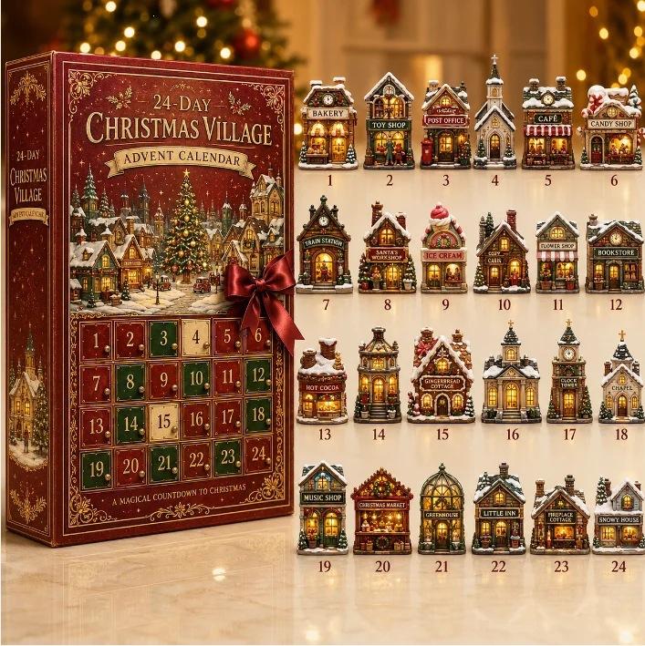 24-Day Mini Christmas Brick Ornament Advent Calendar,Unique Designs, Buildable Bricks, Hanging Loops Included, Holiday Countdown
