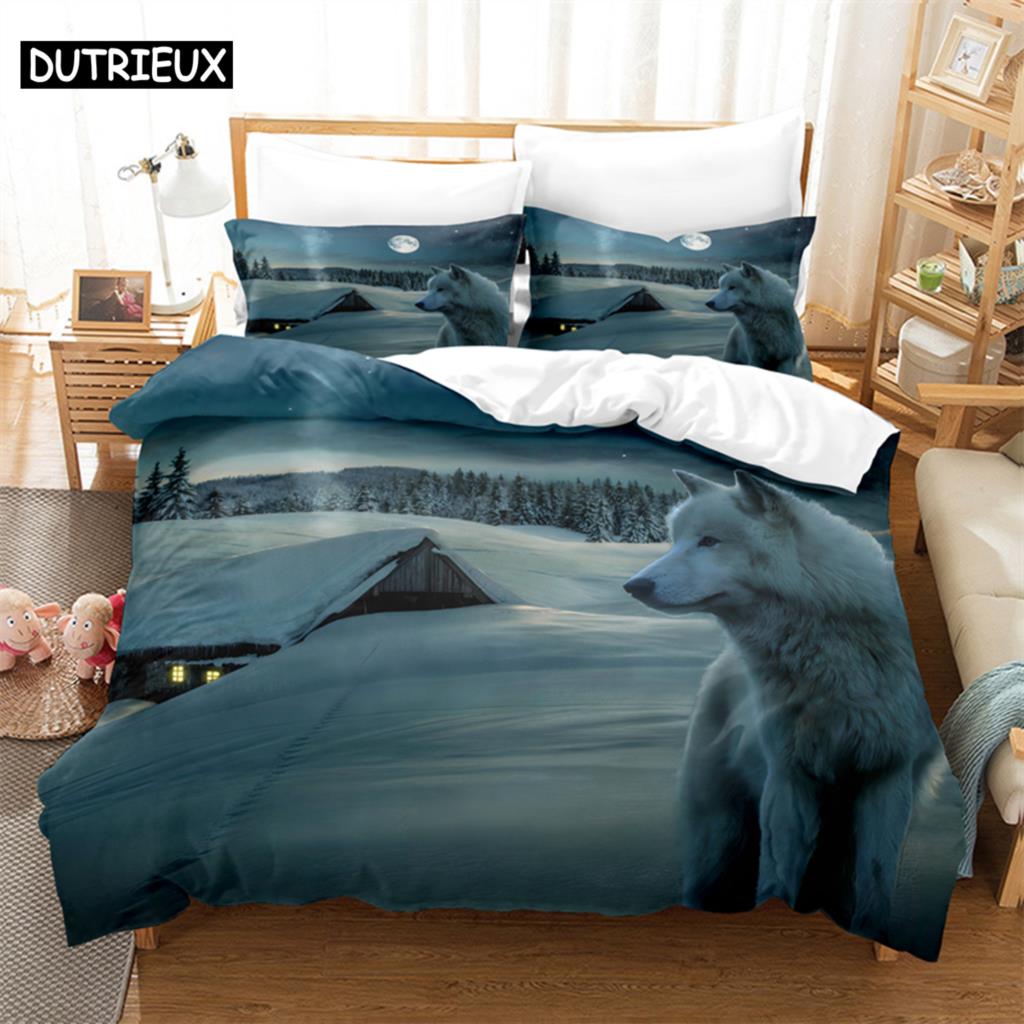 

3D Digital Printing Fashion Design Ferocious Animals Beding Set, Quen Sized Dimensions Soft with Soft Fabric Duvet Cover Set 100*200cm Single