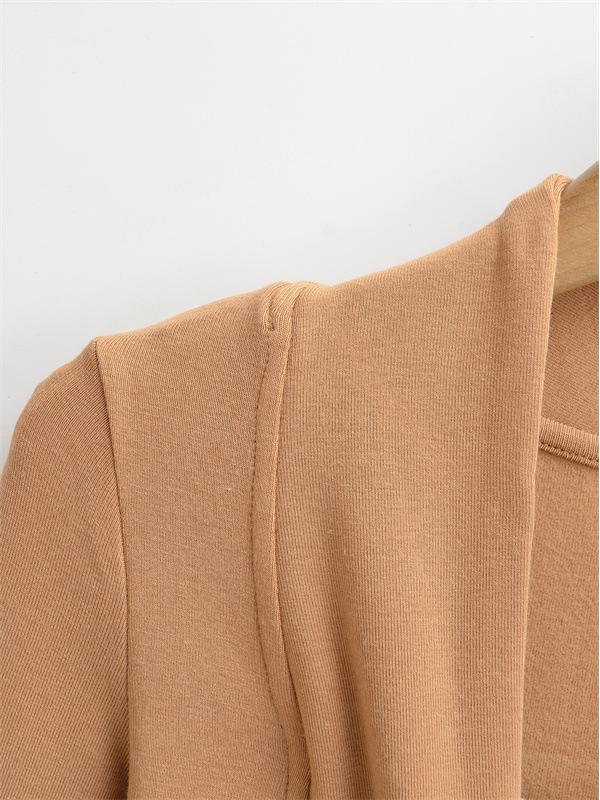 Women's Faux Cashmere Trendy Layered Long-Sleeve Tie-Up Top for Spring/Autumn