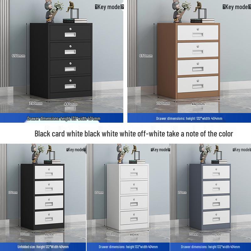 Mobile Under-Desk File Cabinet with Lock - Single Door, Sheet Metal, Small Office Tool Storage Drawer