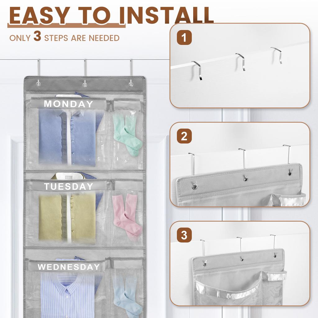 1/2Pcs Wall Hanging Clothes Storage Bags Over The Door Underwear Organizer Weekly Clear Closet Multi-purpose Organiser Hanging