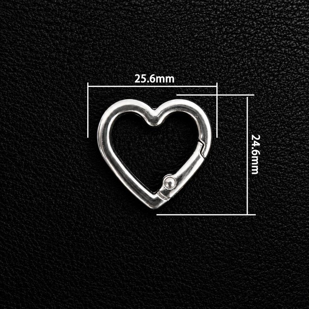 Versatile White Heart Zinc Alloy Keychain Connector with Irregular Shape and Spring Clasp