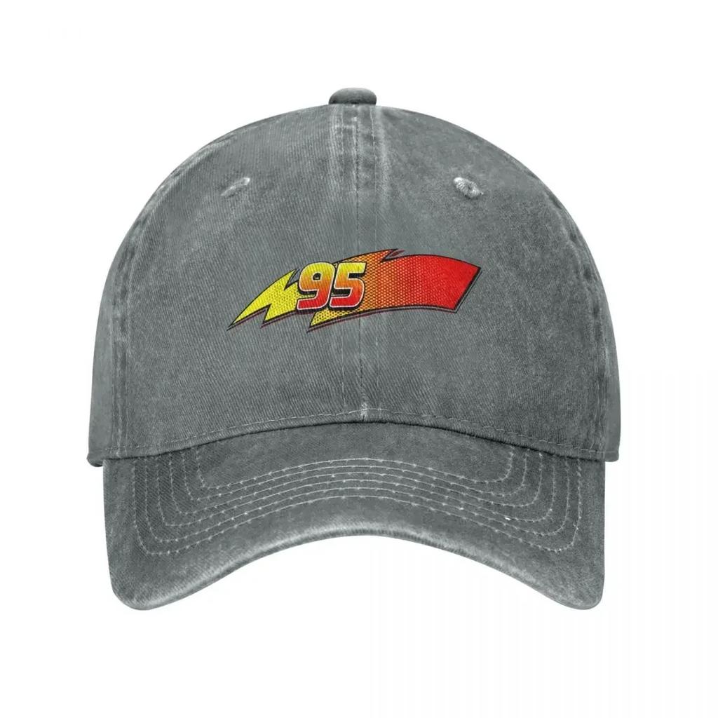 Autos Lightning McQueen Nummer 95 Unisex Baseballkappe Cartoon Used Gewaschene Hüte Vintage Outdoor Workouts Geschenk Snapback Hut