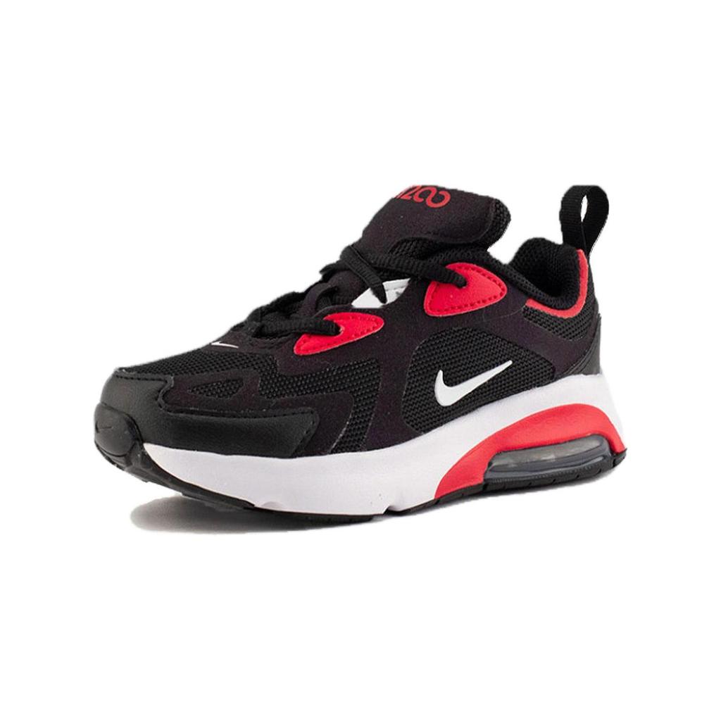 Nike Air Max 200 Comfortable Cushioning Low top Kids Lifestyle Shoes Black Red Children Aged 3 7 Years Old AT5628-007