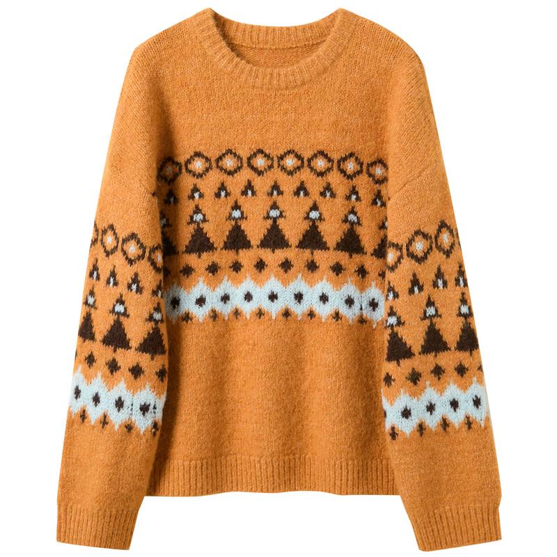 Sancai 2026 Winter Retro Jacquard Knit Sweater