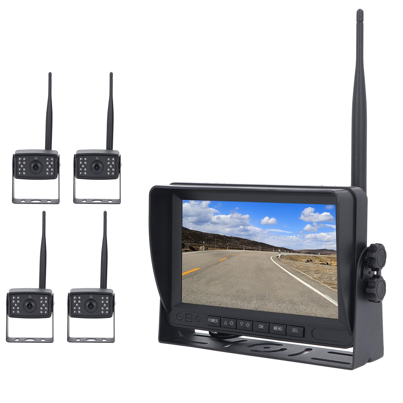 

Система резервной камеры WiFi, 4-канальная беспроводная камера заднего вида ночного видения 1080P с 7-дюймовым дисплеем