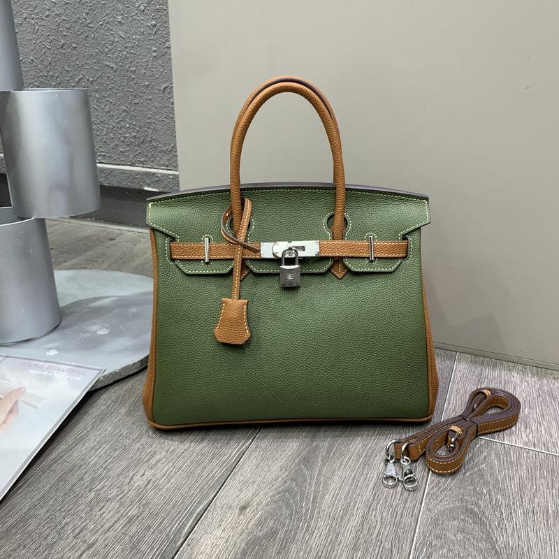 Damentasche aus echtem Leder, farblich passende Tasche aus Togo-Leder mit Top-Grain-Rindsleder, europäische und amerikanische Handtasche für Damen